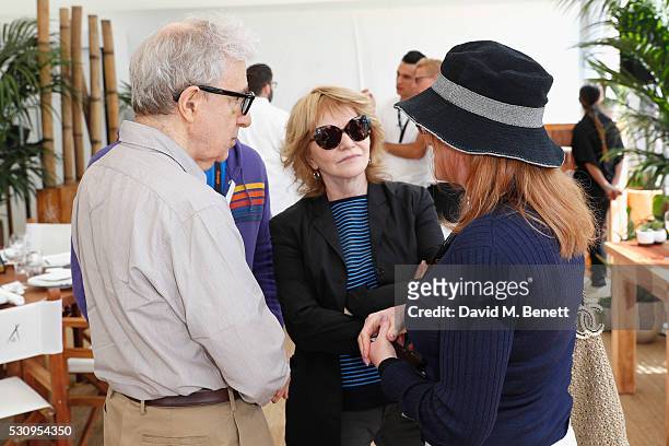 Director Woody Allen, Letty Aronson and Erika Aronson attend the Amazon Studios "Cafe Society" press luncheon during the 69th annual Cannes film...