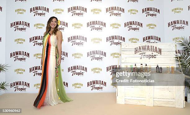 Tamara Falco presents the new Hawaiian Tropic products at Como on May 12, 2016 in Madrid, Spain.