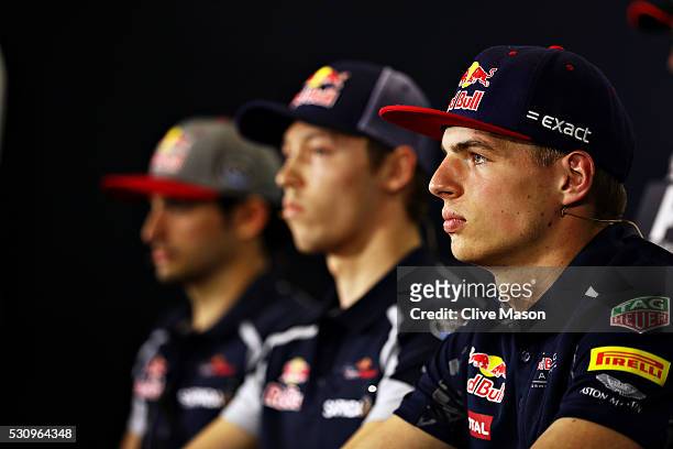 Max Verstappen of Netherlands and Red Bull Racing, Daniil Kvyat of Russia and Scuderia Toro Rosso and Carlos Sainz of Spain and Scuderia Toro Rosso...