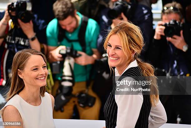 Director Jodie Foster and actress Julia Roberts attend the 'Money Monster' photocall during the 69th annual Cannes Film Festival at the Palais des...