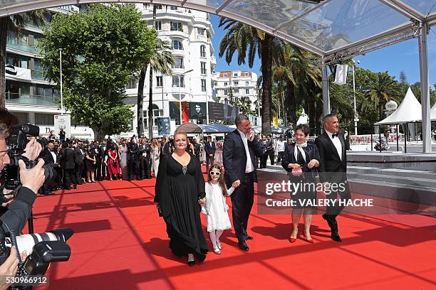 Romanian director Cristi Puiu arrives on May 12, 2016 with Romanian actress Dana Dogaru, Romanian actress Zoe Puiu, Romanian producer Anca Puiu and...