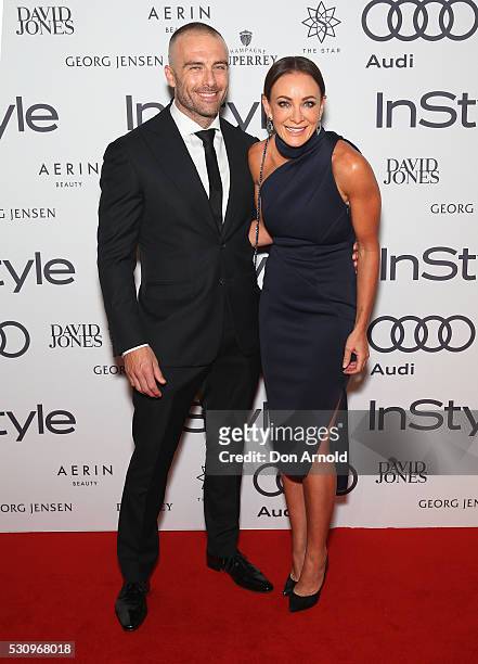Steve Willis and Michelle Bridges arrive ahead InStyle and Audi Women of Style Awards at The Star on May 12, 2016 in Sydney, Australia.