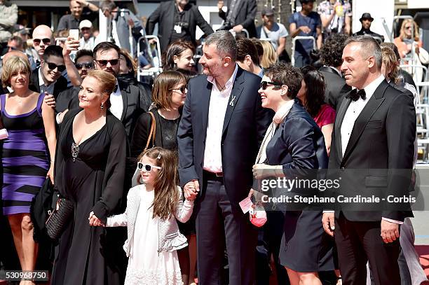 Actor Dana Dogaru, director Cristi Puiu, producer Anca Puiu and actor Mimi Branescu attend the "Sieranevada" premiere during the 69th annual Cannes...