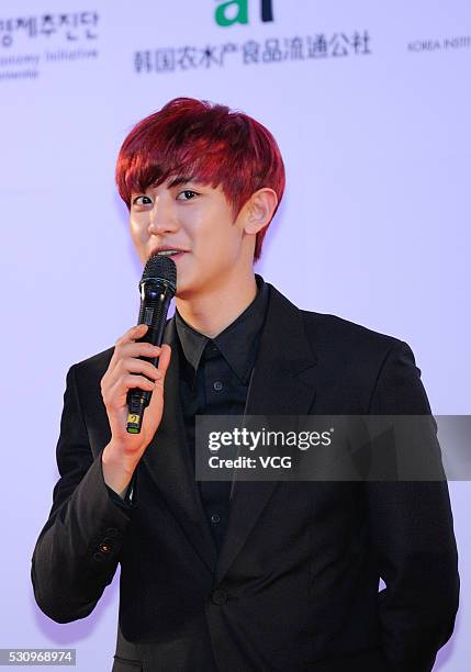 South Korean actor and singer Park Chan-yeol attends the opening ceremony Korea Brand & Entertainment Expo on Shenyang, Liaoning Province of China.