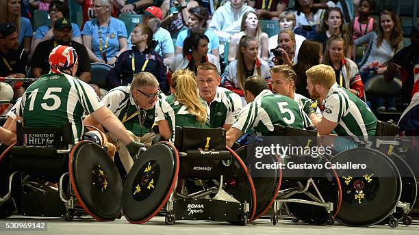 John Cena in the Jaguar Landrover Challenge wheelchair rugby match at the Invictus Games Orlando 2016 at ESPN Wide World of Sports on May 11, 2016 in...