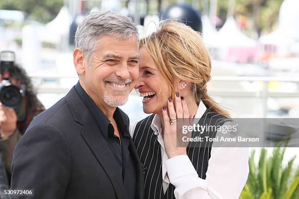 George Clooney and Julia Roberts attend the "Money Monster" Photocall during the 69th annual Cannes Film Festival on May 12, 2016 in Cannes, France.