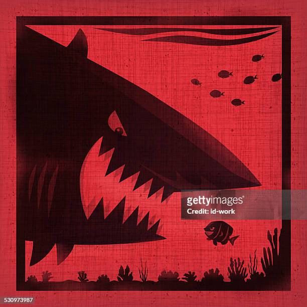 clown fish versus shark silhouette - versus stock illustrations