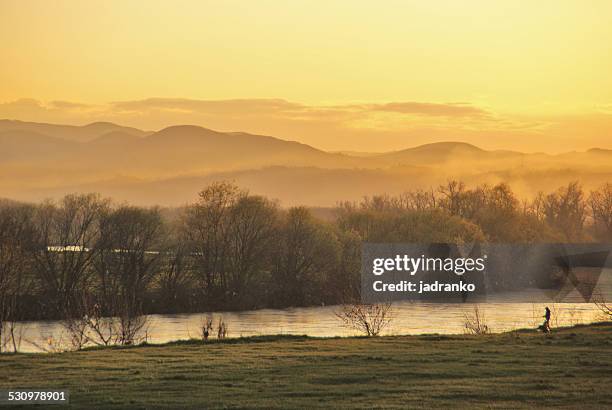 view on the bank of the river sava - 札格雷布 個照片及圖片檔