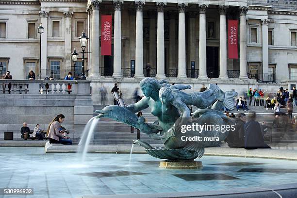 trafalgar square mermaid sculpture - westminster square stock pictures, royalty-free photos & images