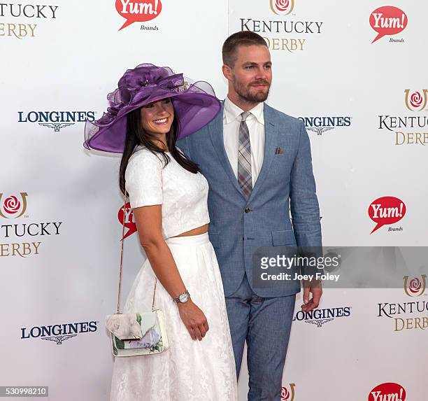 Cassandra Jean and actor Stephen Amell attends the 142nd Kentucky Derby at Churchill Downs on May 07, 2016 in Louisville, Kentucky.