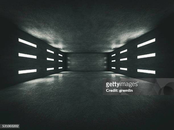 dark underground empty laboratory - empty garage stock pictures, royalty-free photos & images