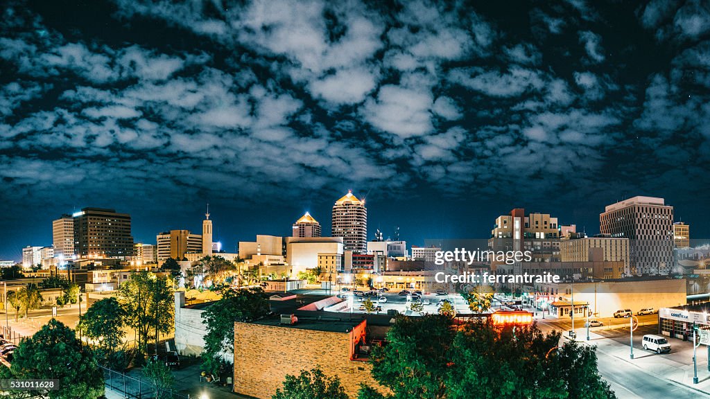 Panorama of Albuquerque Skyline at Night