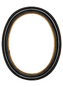 old oval picture frame wooden isolated white background