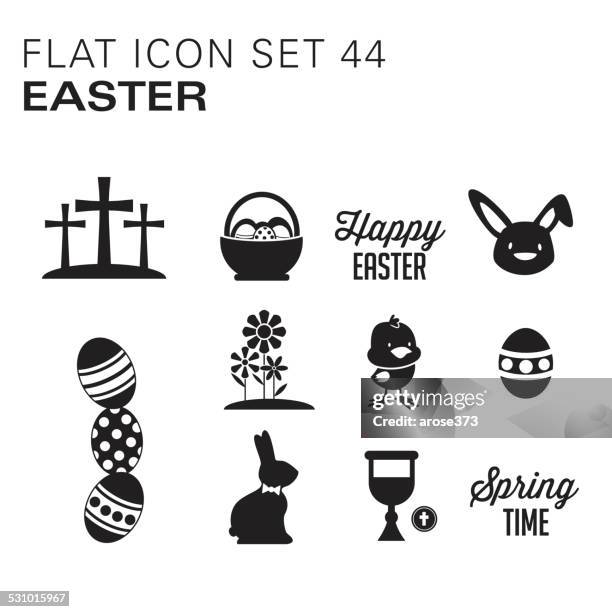 flat icons 44 easter - black - chocolate rabbit stock illustrations