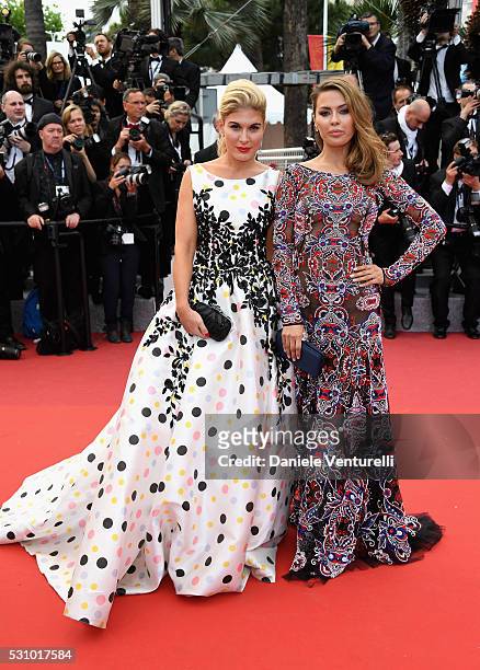 Hofit Golan and Victoria Bonya attend the "Money Monster" premiere during the 69th annual Cannes Film Festival at the Palais des Festivals on May 12,...