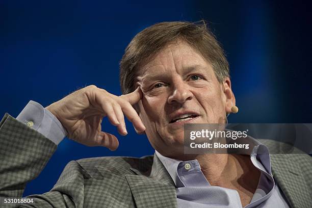 Author Michael Lewis speaks during the Skybridge Alternatives conference in Las Vegas, Nevada, U.S., on Thursday, May 12, 2016. The SALT Conference...