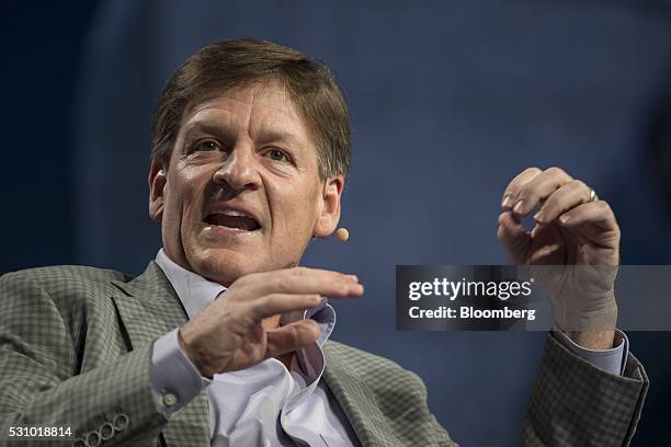 Author Michael Lewis speaks during the Skybridge Alternatives conference in Las Vegas, Nevada, U.S., on Thursday, May 12, 2016. The SALT Conference...