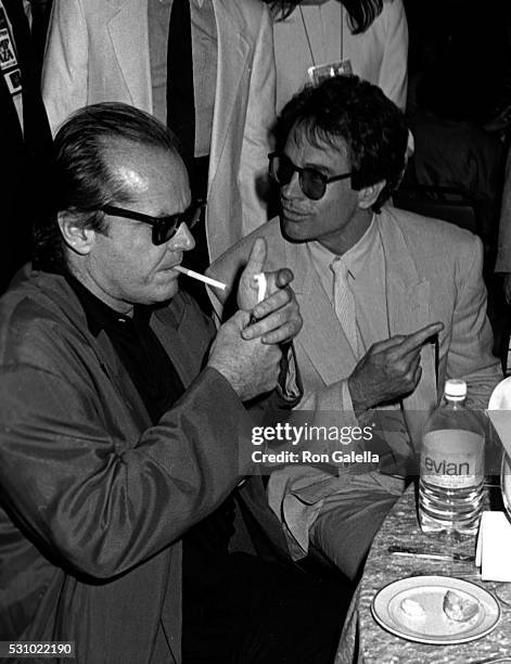 Jack Nicholson and Warren Beatty attend Tyson-Spinks Boxing Match on June 27, 1988 at Trump Plaza Hotel and Casino in Atlantic City, New Jersey.