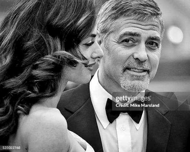 George Clooney and Amal Clooney, attend the 'Money Monster' premiere during the 69th annual Cannes Film Festival at the Palais des Festivals on May...