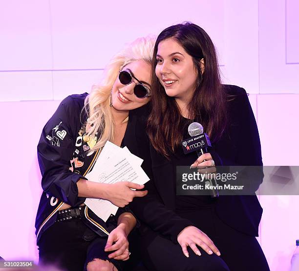 Lady Gaga and Natali Germanotta speak to customers who made a lovebravery qualifying purchase at the launch of "Bravery" by Lady Gaga and Elton John...