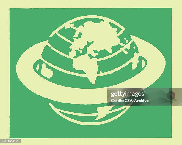earth with rings - spinning globe animation stock illustrations