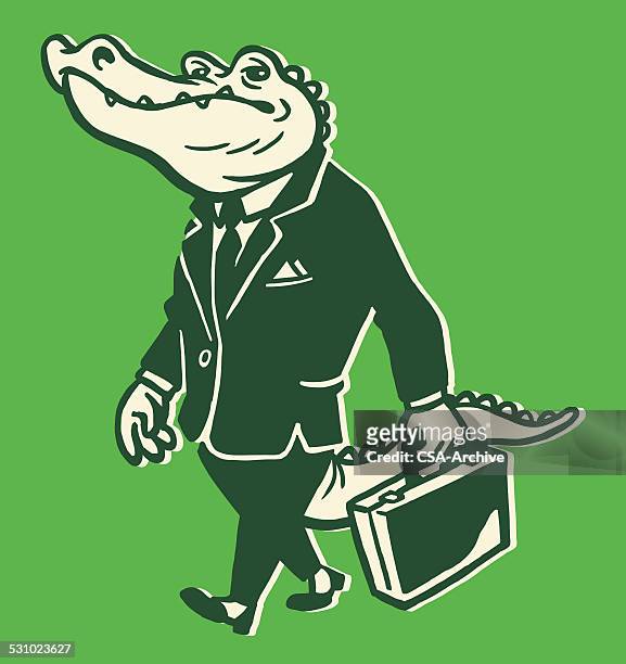 alligator wearing suit - alligator stock illustrations