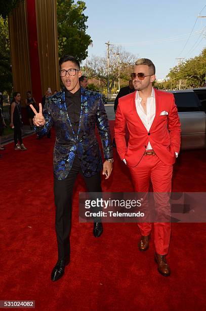 Red Carpet -- Pictured: Chino & Nacho arrive at the 2014 Billboard Latin Music Awards, from Miami, Florida at the BankUnited Center, University of...