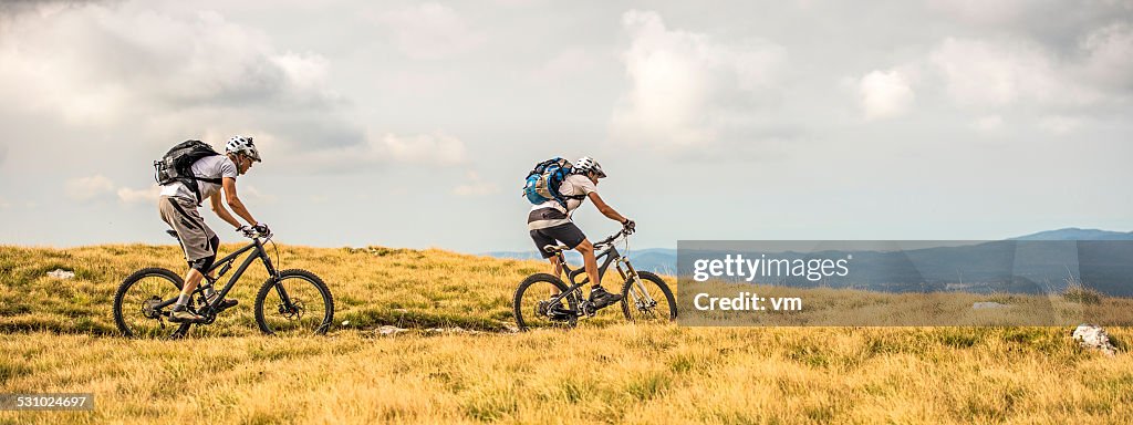 Bikers Riding on Grassy Planes