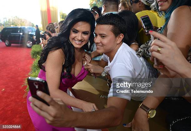 Red Carpet -- Pictured: Penelope Menchaca arrive at the 2014 Billboard Latin Music Awards, from Miami, Florida at the BankUnited Center, University...