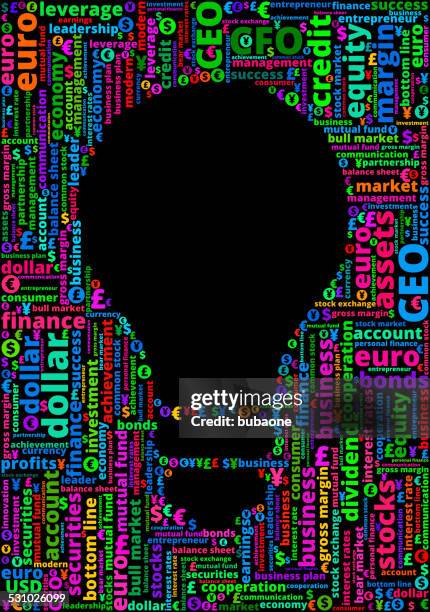 light bulb on business and finance word cloud - changing lightbulb stock illustrations