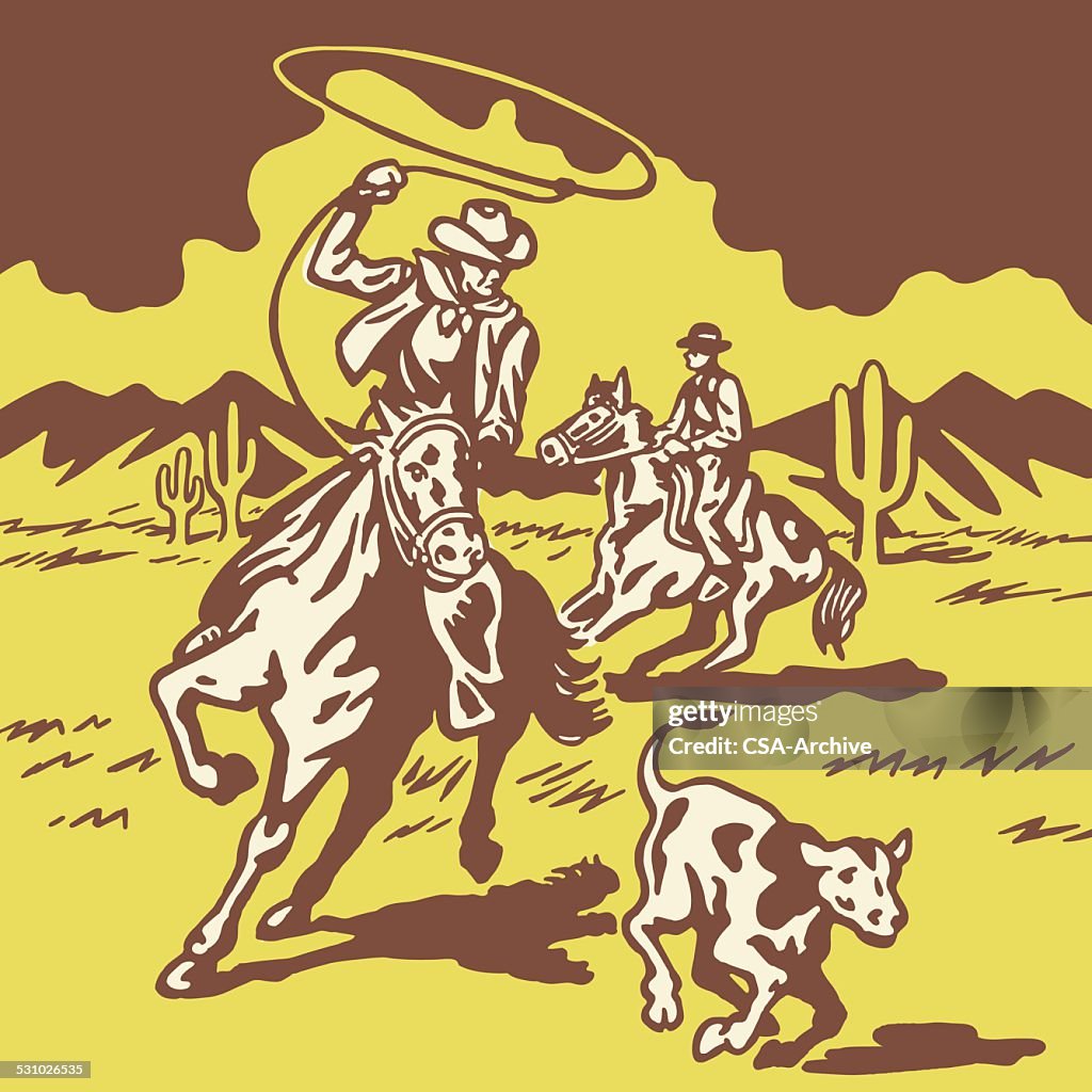 Cowboy Prendere al lazo vitello