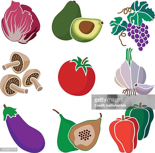 bildbanksillustrationer, clip art samt tecknat material och ikoner med healthy mediterranean diet fruits and vegetables - rosensallat