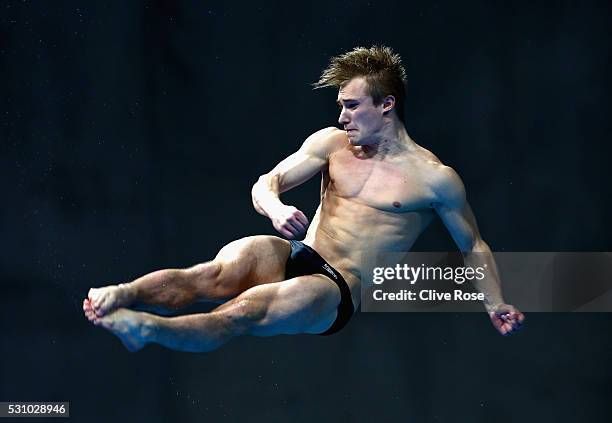 Jack Laugher of Great Britain competes in the Men's 3m Synchro Final on day four of the 33rd LEN European Swimming Championships 2016 at Aquatics...