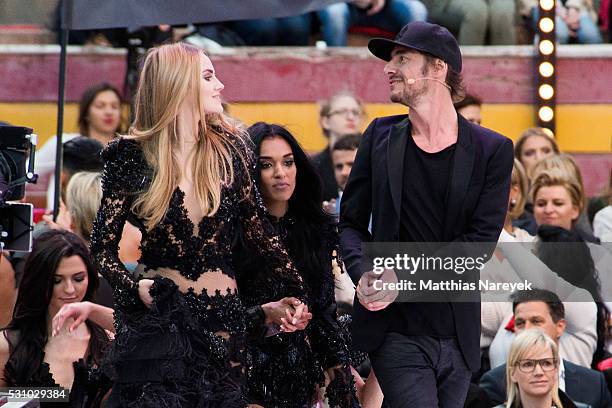 Elena Carriere and Thomas Hayo during the finals of 'Germany's Next Topmodel' at Coliseo Balear on May 12, 2016 in Palma de Mallorca, Spain.