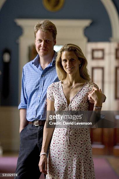 Charles, Earl Spencer and his wife Caroline, Countess Spencer, pose for a portrait at the second annual Althorp Literary Festival held at their home...