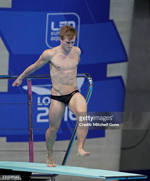 Jack Laugher of Great Britain competes in The Men's 3m Springboard Final on day four of the LEN European Swimming Championships at the Aquatics...