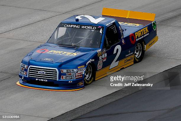 Austin Cindric, driver of the Pirtek Ford, practices for the NASCAR Camping World Truck Series at Dover International Speedway on May 12, 2016 in...