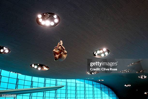 Ilia Zakharov of Russia warms up prior to the Men's 3m Synchro Final on day four of the 33rd LEN European Swimming Championships 2016 at Aquatics...
