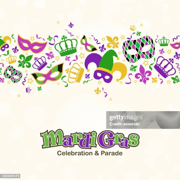 mardi gras design elements border - mardi gras party 幅插畫檔、美工圖案、卡通及圖標