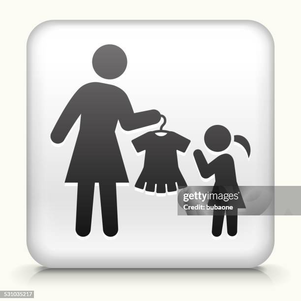 square button with mother & daughter shopping - square bevel stock illustrations