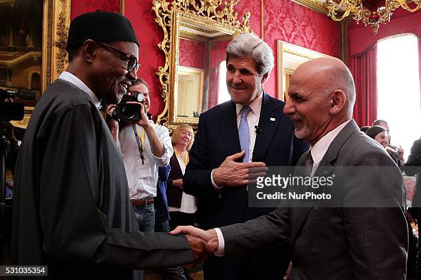 President of Nigeria Mohammadu Buhari, U.S. Secretary of States John Kerry and President of Afghanistan Ashraf Ghani during the Anti Corruption...