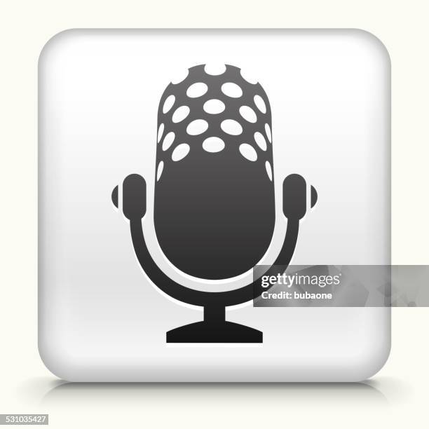 square button with microphone royalty free vector art - microphone single object stock illustrations