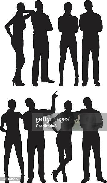 couple standing in various poses - leaning stock illustrations