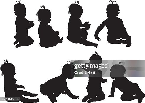 点の赤ちゃん 後ろ姿イラスト素材 Getty Images