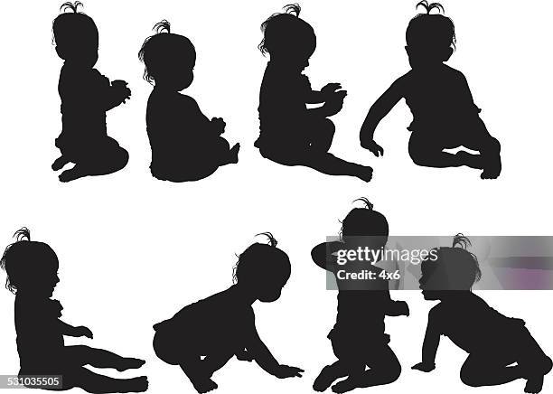 various views of baby girl - baby girls stock illustrations