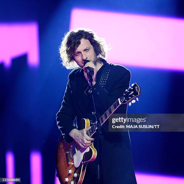 Georgia's Nika Kocharov & Young Georgian Lolitas perform the song "Midnight Gold" during the Eurovision Song Contest 2016 semi-final at the Ericsson...