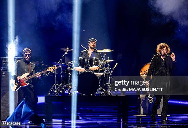 Georgia's Nika Kocharov & Young Georgian Lolitas perform the song "Midnight Gold" during the Eurovision Song Contest 2016 semi-final at the Ericsson...