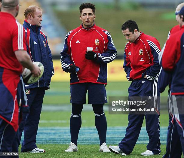 Gavin Henson of the Lions is pictured with team-mates during the British and Irish Lions captains run at Rugby Park Stadium on June 20, 2005 in...