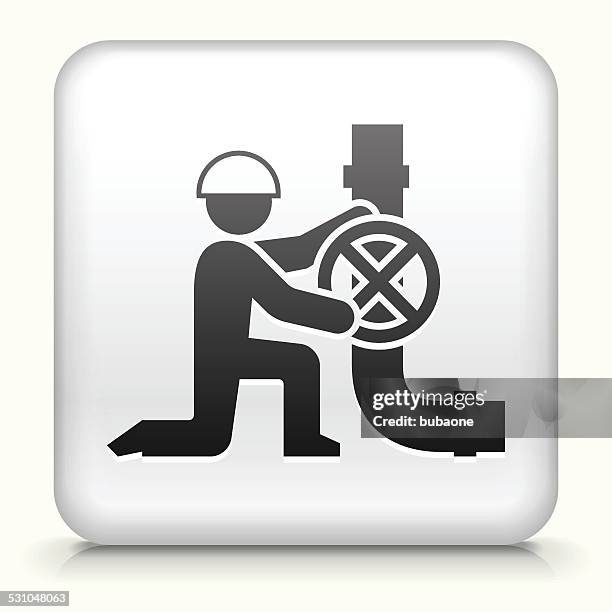 square button with stick figure and pipeline - hydraulic fracturing icons stock illustrations