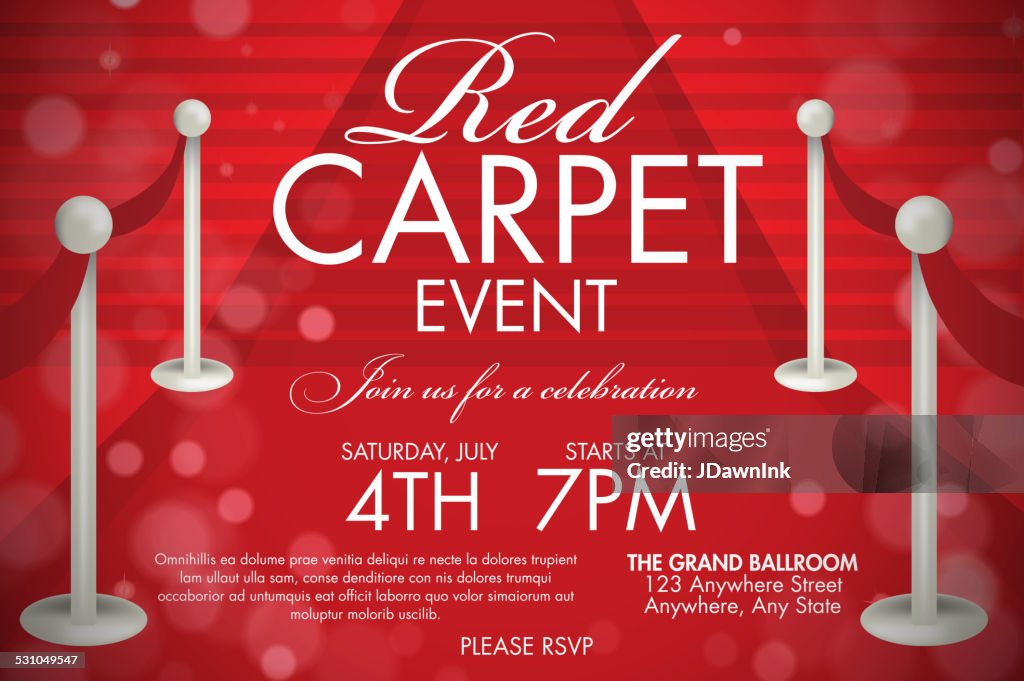 Vintage style Red Carpet  Event invitation template red stairs